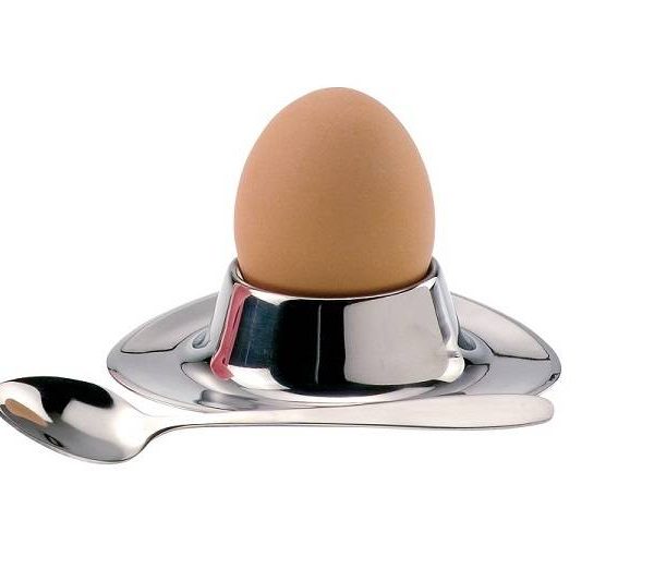 Portauovo in acciaio con cucchiaio