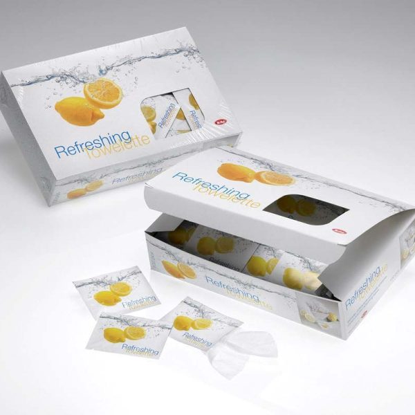 Salvietta TNT rinfrescante aroma limone in bustina singola, Conf. 100 pz