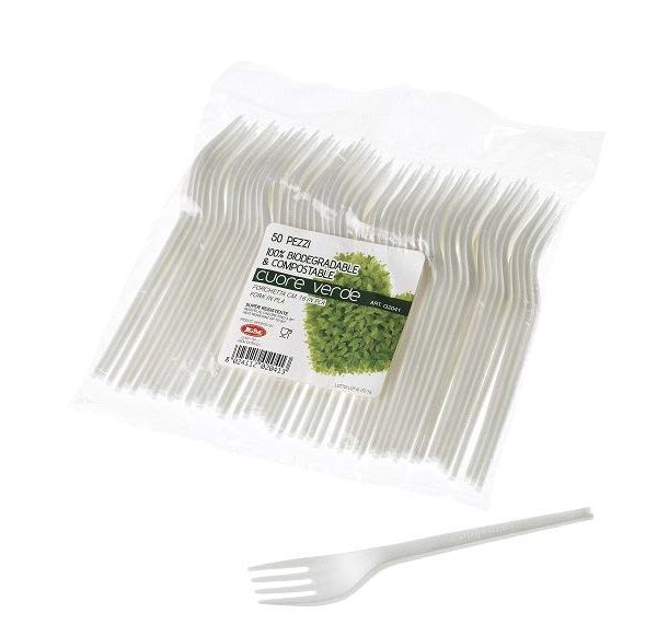 Forchetta in CPLA monouso Bio compostabile 16 cm, Conf. 50