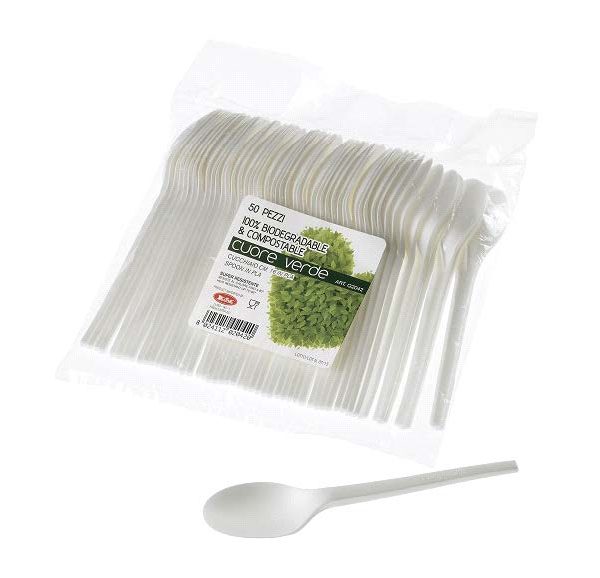 Cucchiaio in CPLA monouso Bio compostabile 16 cm, Conf. 50