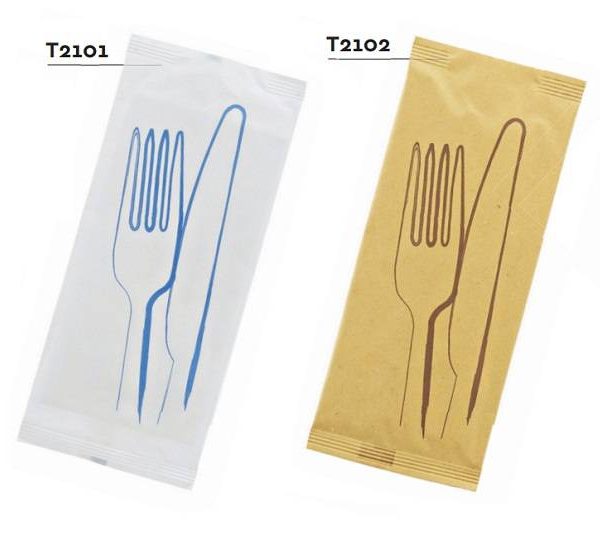 Portaposate in Kraft con tovagliolo, Conf. 400 pz - Avana