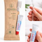 Set denti in Flowerpack Herbera (spazzolino e dentifricio), Conf. 50 pz