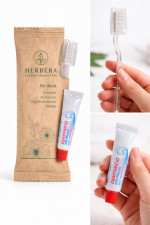 Set denti in Flowerpack Herbera (spazzolino e dentifricio), Conf. 150 pz