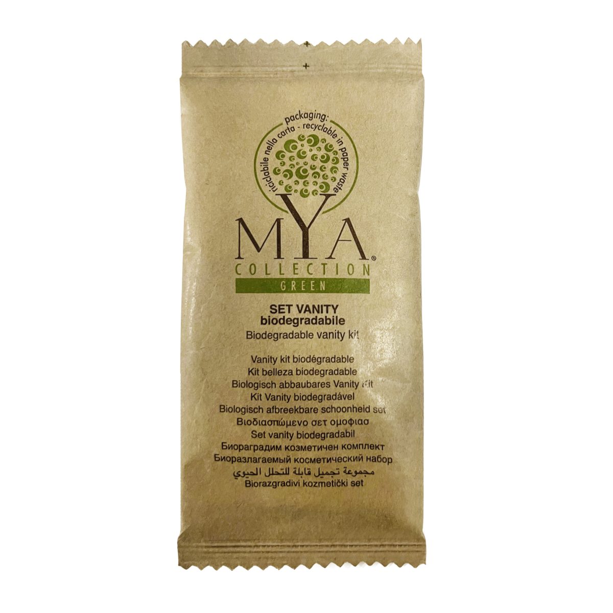 Vanity Kit Mya Collection Green (2 dischetti struccanti, 3 Cotton fiocc, Lima per Unghie) in Flow Pack, Conf. 50 pz - immagine 2
