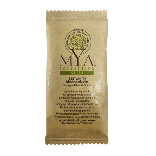 Vanity Kit Mya Collection Green (2 dischetti struccanti, 3 Cotton fiocc, Lima per Unghie) in Flow Pack, Conf. 50 pz