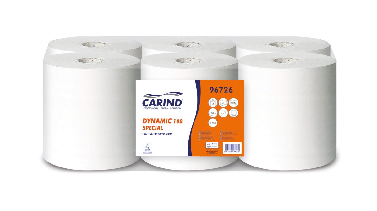 Asciugatutto Rotolo estraz. centrale De-inked 2 veli 450 strappi 108 m, Conf. 6 pz - immagine 2