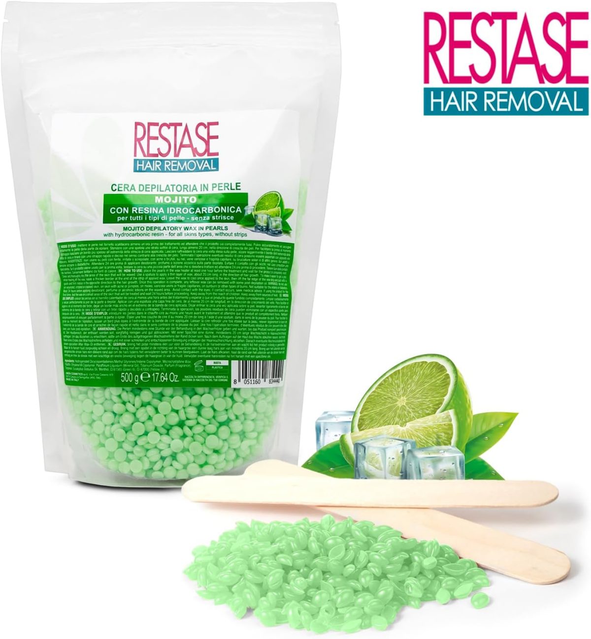 Cera elastica brasiliana in perle multidirezionale idrocarbonica da 1 kg - Verde/Mojito - immagine 2