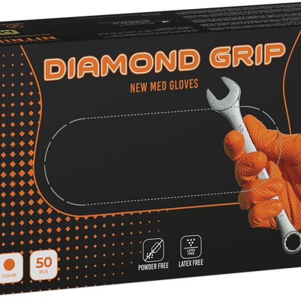 Guanto in Nitrile Diamonds Mis. L, Conf. 50 pz - Aranancione